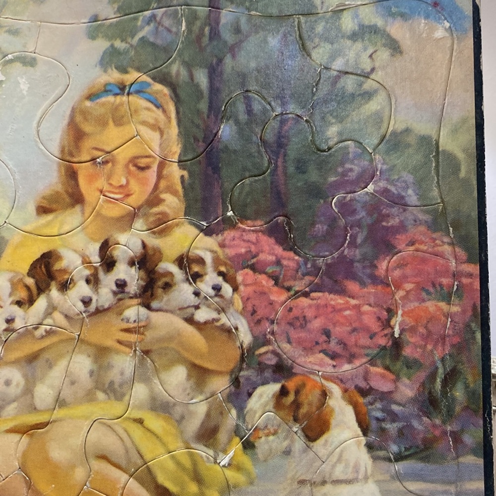MCM Vintage Puzzle with Girl and Puppies! - Picture 3 of 8